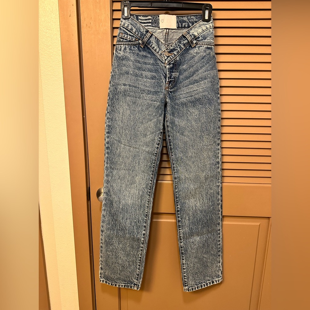 Revice V low rise straight leg jeans, sz 24 - never worn